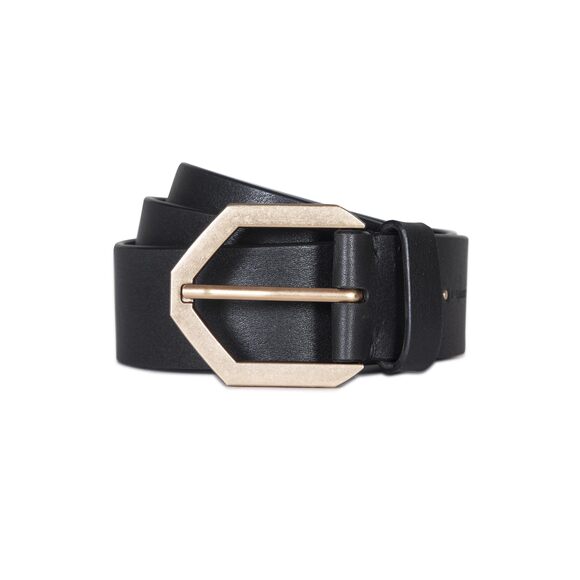 2415 Women's 1.5 Inch Belt Flat Leather Strap Hexagon Shaped Buckle